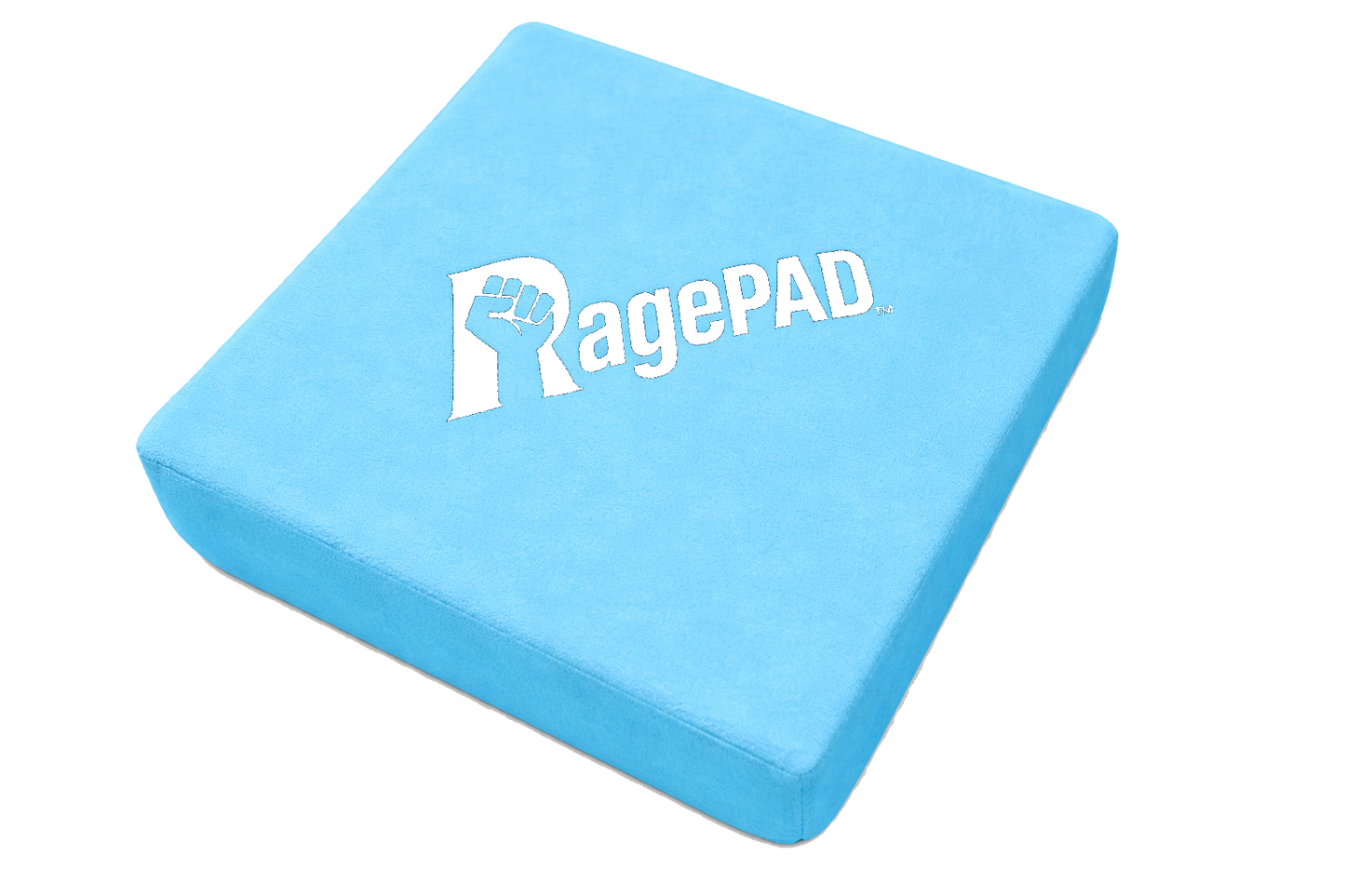 Blue RagePAD soft foam pad for gamers with bold white logo on top